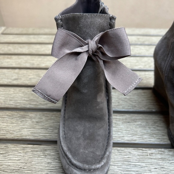 Kate Spade Suede Wedge Bootie with Grosgrain Ribbon detail - Picture 4 of 7
